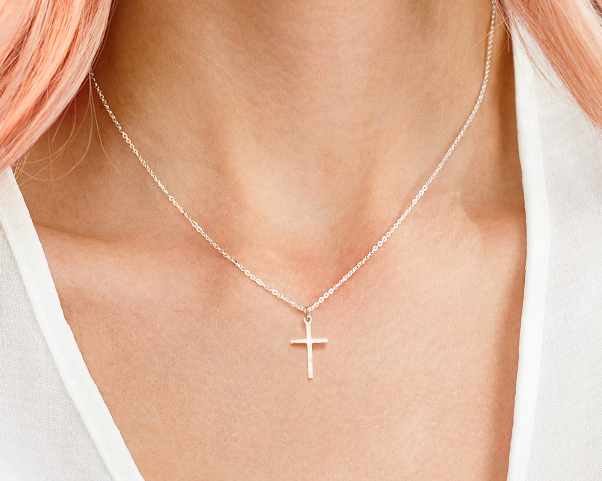 Cross Necklace long large skinny cross necklace simple Etsy