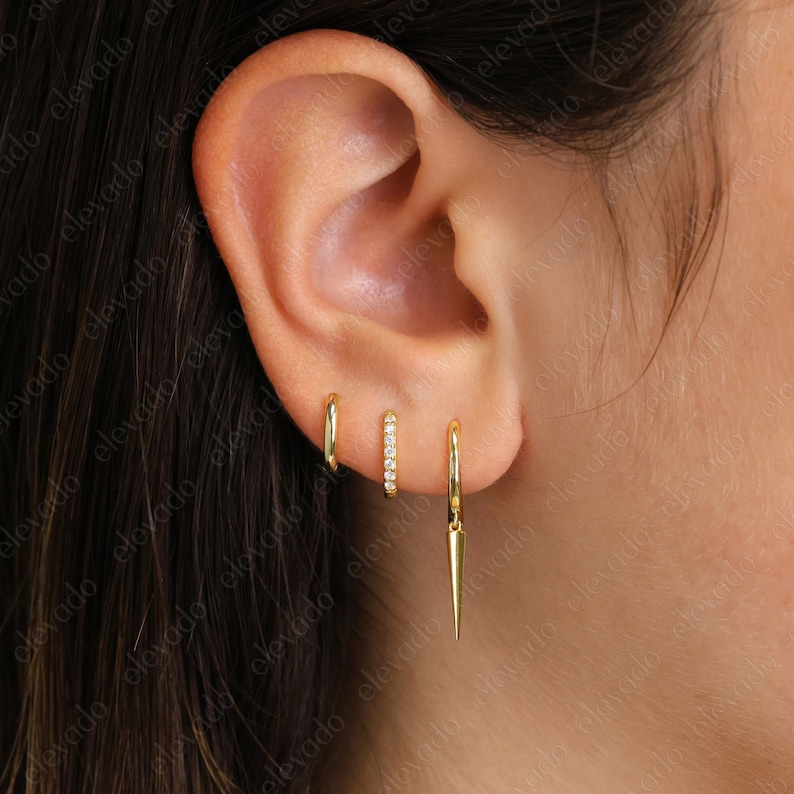 Spike Earrings • small hoop earrings • edgy earrings • dainty hoops • tiny hoops • huggie hoop earrings • gold • silver image 7