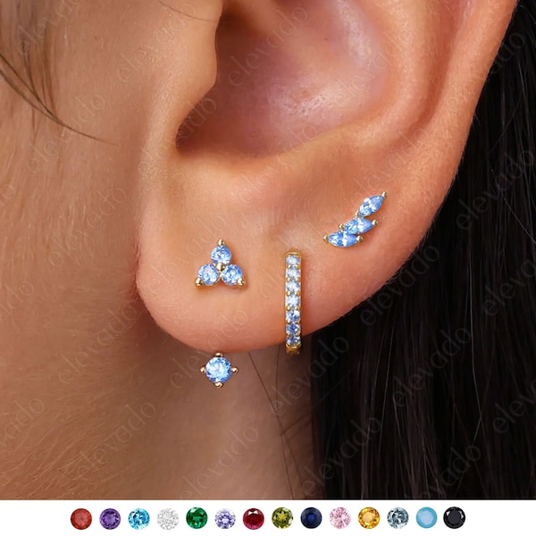 Aquamarine Sterling Silver Earring Set: Floral Birthstone Jewelry