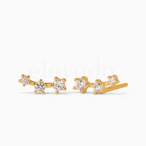 Tiny Climber Stud Earrings CZ dainty earrings gold studs small stud earrings minimalist earrings silver stud earrings image 2