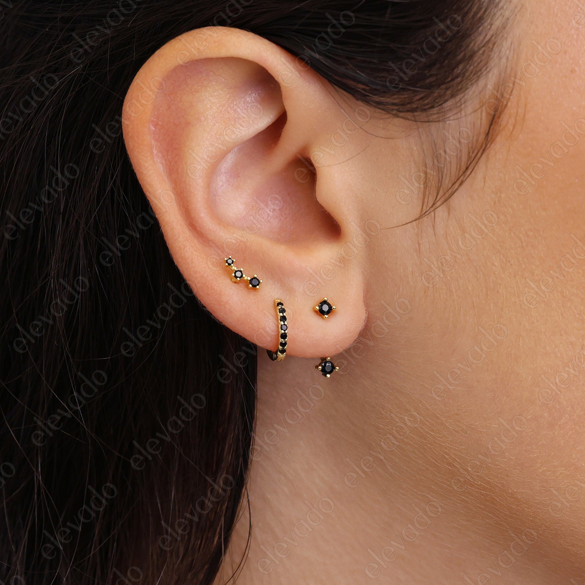 ◇MIDNIGHT MOMENT.◇ onyx bold earring Viltier Black Onyx Magnetic Stud Earrings