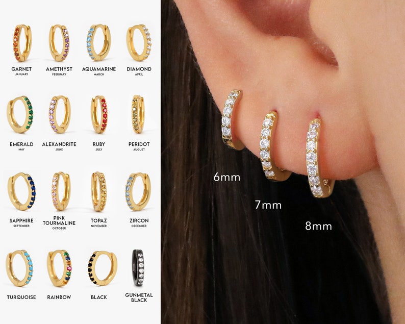 Huggie Hoop Earrings \u2022 gold conch hoop \u2022 cartilage hoop \u2022 hoop earrings \u2022 silver pave ring hoop \u2022 tragus hoop \u2022 small helix hoop