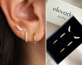 Everyday Hoop Earring Stack Set • gift for her • bridesmaid gift • christmas gift • gold hoop earrings • minimalist earrings • elevado
