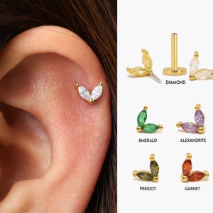 20G/18G Dainty Flower Threadless Flat Back Earrings • Nose Stud • Cartilage Earring • Tragus Stud • Helix Piercing