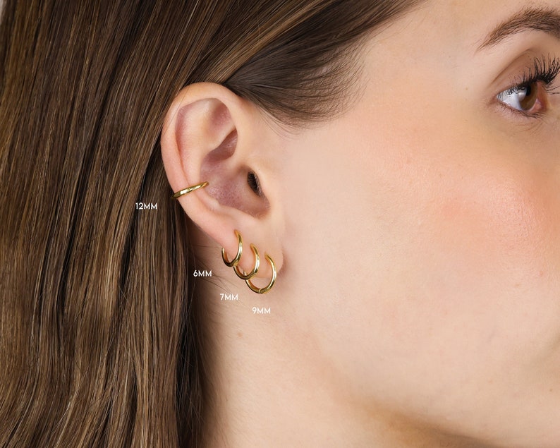 Simple Everyday Huggie Hoop Earrings rounded hoop earrings cartilage hoop gold conch hoop small helix hoop huggie tragus hoop image 7