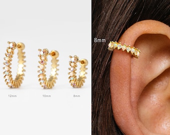 16G/18G/20G Gold Conch Cartilage Hoops • straight post barbell hoops • conch hoop earring • tragus hoops • helix hoops