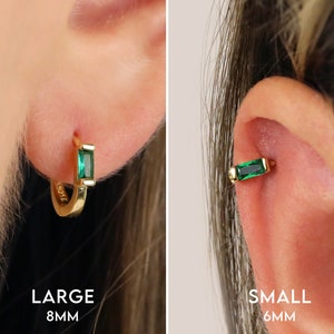 18G Emerald Cartilage Hoop Earrings • celestial tragus earrings • tiny hoop earrings • cartilage hoop earrings • helix hoop • small hoop