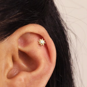 Tiny Celestial Flat Back Labret Stud Earrings set of 3 earrings star earrings sun earrings moon earrings celestial earrings image 5
