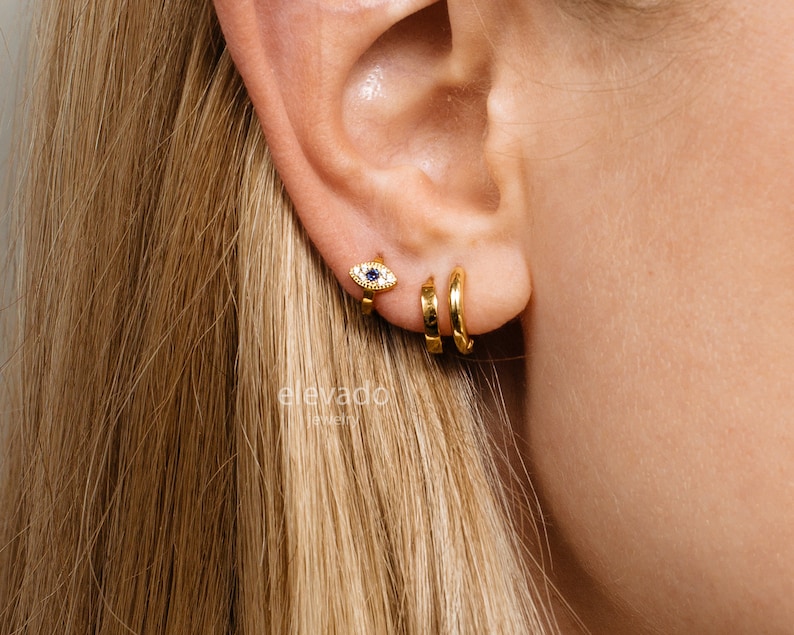 Boucles d'oreilles 18G Evil Eye Cartilage Hoop boucles d'oreilles tragus oculaires bijoux élevés petit cerceau d'hélice de cartilage boucles d'oreilles minimalistes image 5