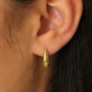 Croissant Gold Hoop Earrings • statement hoop earrings •  gold huggie hoop earrings • lightweight earrings • silver minimalist earrings
