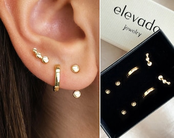 Dot Everyday Ear Stack Set • gift for her • bridesmaid gift • mothers day gift • gold hoop earrings • minimalist earrings • elevado