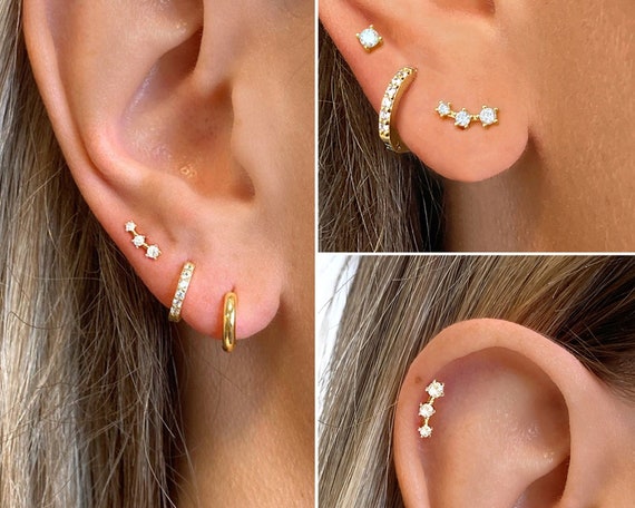 Tiny climber stud earrings deals