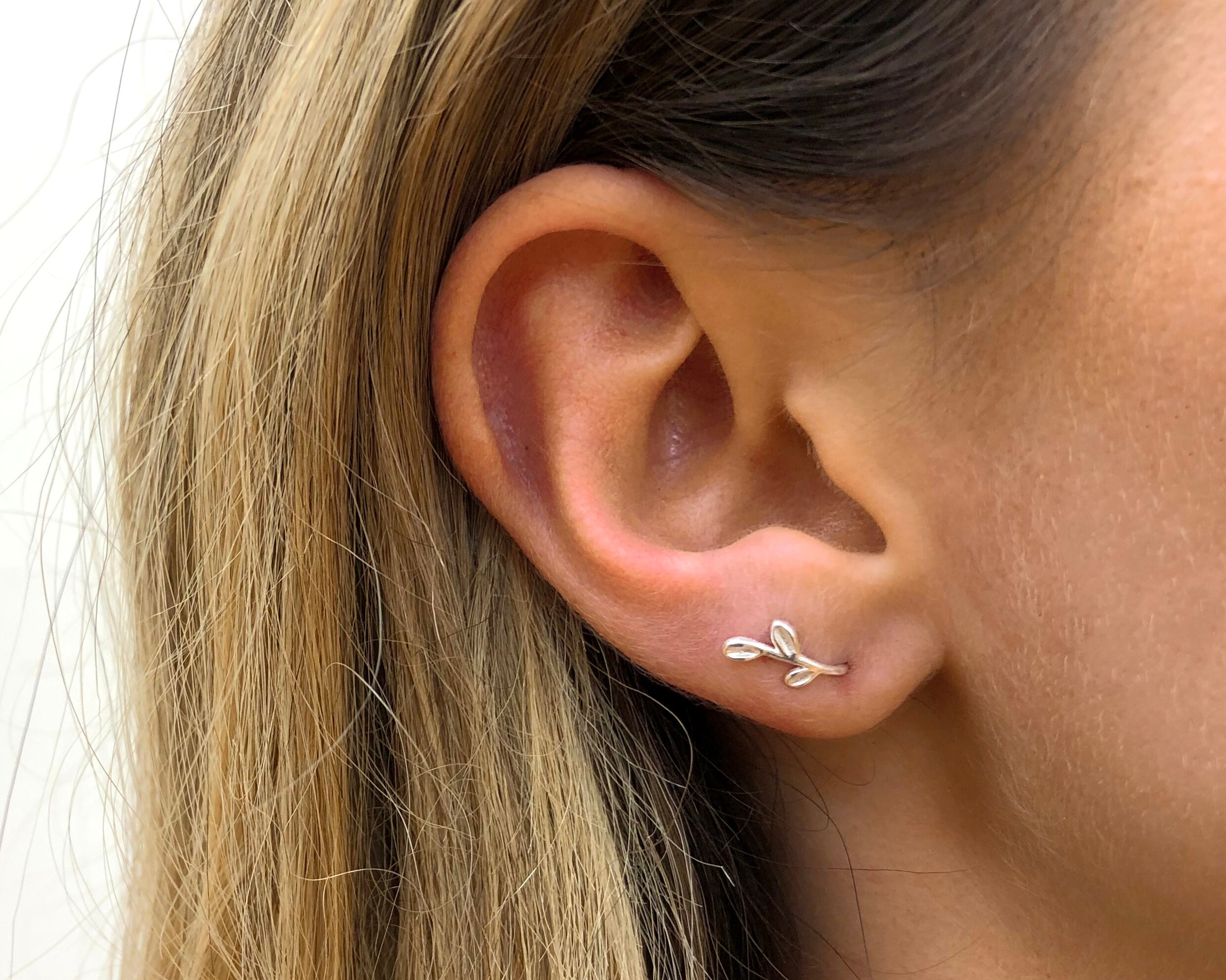 Leaf Ear Climber Ear Cuff No Piercing Silver Ear Cuff Etsy Canada
