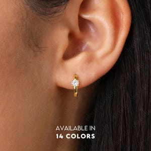 Birthstone Charm Hoop Earrings: 18K Gold Plated Sterling Silver