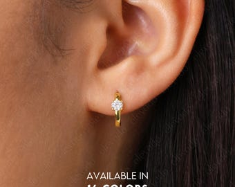 Birthstone Charm Hoop Earrings: 18K Gold Plated Sterling Silver