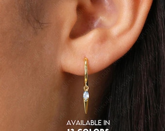 Zirkon Spike Hoop Ohrring • Vergoldetes Sterling Silber