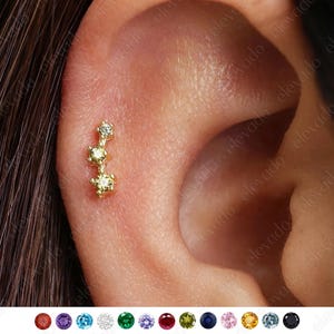 18G/16G Peridot Climber Internally Threaded Labret Stud •Cartilage Earring • Tragus • Conch Stud • Cartilage Stud • Flat back Labret