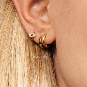 Boucles d'oreilles 18G Evil Eye Cartilage Hoop boucles d'oreilles tragus oculaires bijoux élevés petit cerceau d'hélice de cartilage boucles d'oreilles minimalistes image 8