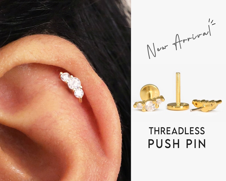 20G/18G Tiny Climber Cartilage Threadless Push Pin Earrings Etsy