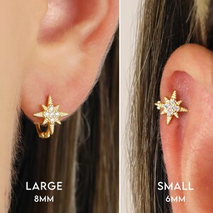Star Hoop Earrings • cartilage hoop earrings • dainty star earrings • tragus hoop earrings • gold huggie hoops • celestial jewelry