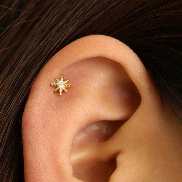 18G/16G Star Cartilage Gold Stud Earrings • conch earrings • tiny stud earrings •  cartilage stud • helix stud • tragus studs • screw back