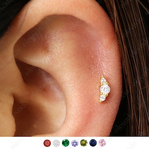 18G/16G Climber Cartilage Gold Stud Earrings • conch earrings • tiny stud earrings • cartilage • helix stud • tragus stud • flat back