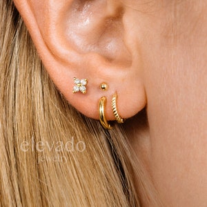 20G Bloem Kraakbeen Gouden Stud Oorbellen schelp oorbellen kleine stud oorbellen kraakbeen stud helix stud tragus studs schroef terug afbeelding 5