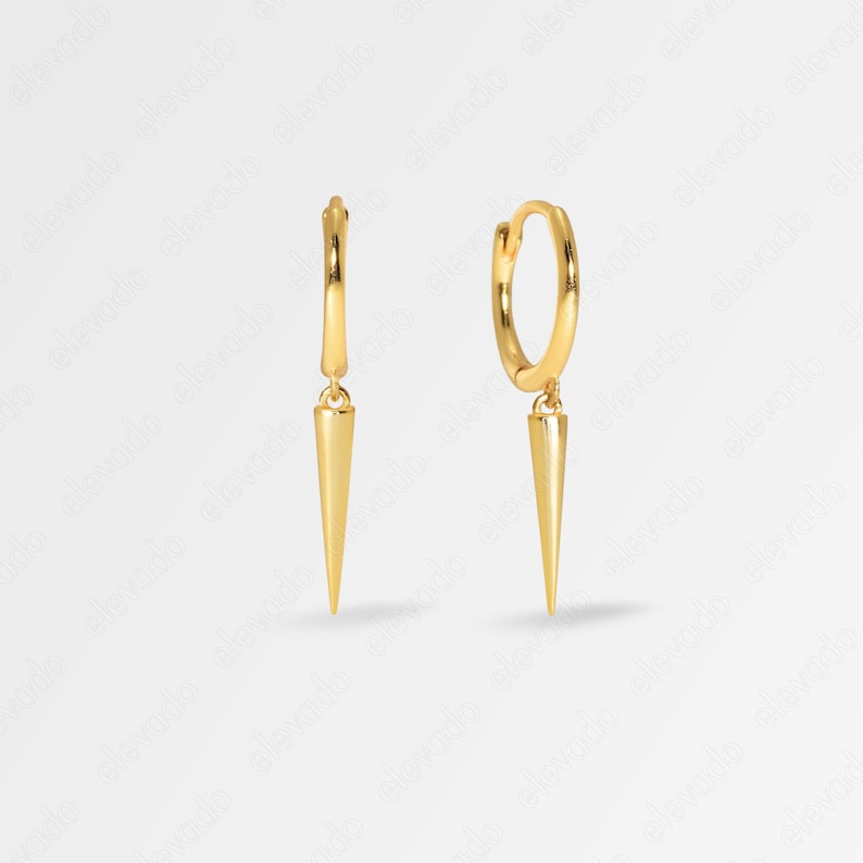 Spike Earrings • small hoop earrings • edgy earrings • dainty hoops • tiny hoops • huggie hoop earrings • gold • silver image 2