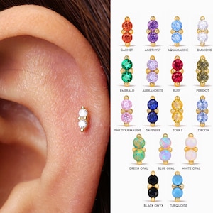 18G/16G Brilliant Double Cartilage Flat Back Labret • conch earrings • tiny studs •  cartilage stud • helix stud • tragus stud • labret stud