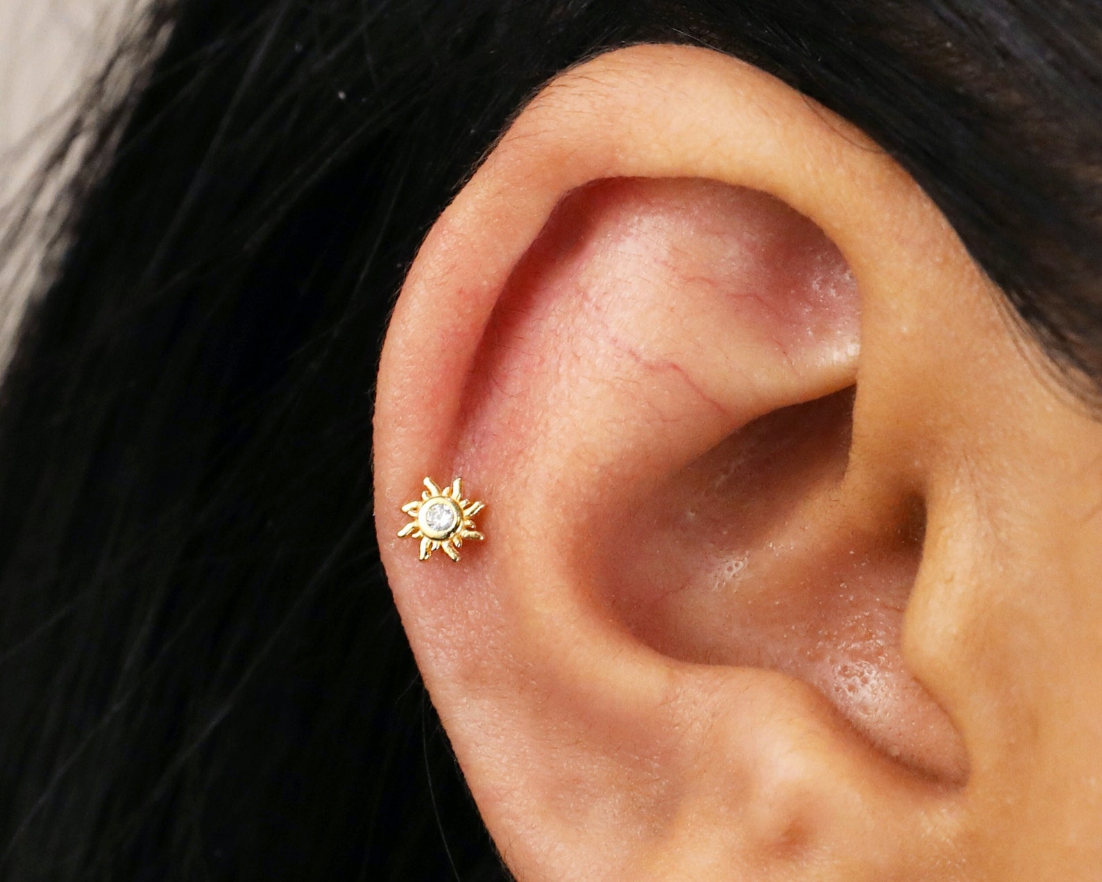 18G/16G Tiny Sun Cartilage Flat Back Labret Stud Sun Stud - Etsy