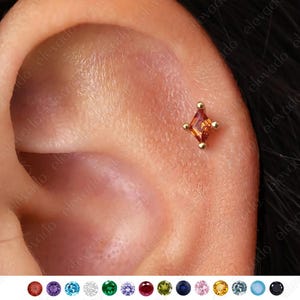 Labret à dos plat et cartilage grenat 18G/16G • boucles d'oreilles conques • petits clous • clou cartilage • clou hélicoïdal • clou tragus