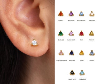 Tiny Birthstone Stud Earrings • CZ dainty earrings • gold studs • small stud earrings • minimalist earrings • birthstone stud earrings