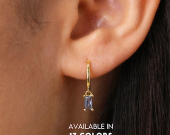 Zirkon Baguette Charm Ohrring • Gold Minimalist Schmuck