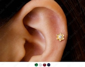 Orecchino a forma di farfalla in granato, in argento sterling 925, per cartilagine: elica, trago, lobo, daith, conchiglia, 18G - Italia