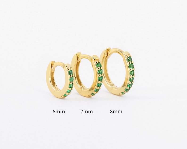 18G Emerald Cartilage Huggie Hoop Earrings simple everyday earrings emerald earrings elevado jewelry minimalist earrings image 2