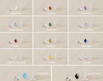 18G/16G Tiny Peridot Diamond Internally Threaded Labret Stud