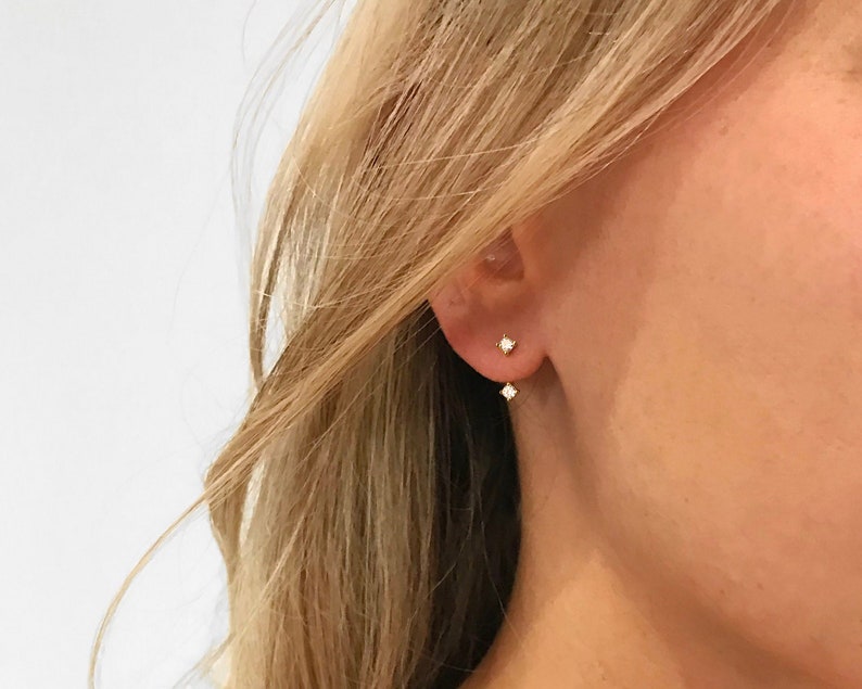 Front Back Earrings Ear Jacket Dainty Ear Jacket Gold Etsy