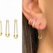 Safety Pin Earrings • statement earrings • gold safety pin jewelry • hoop earrings • lightweight earrings • minimalist earrings