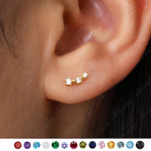 Tiny Climber Stud Earrings • CZ dainty earrings • gold studs • small stud earrings • minimalist earrings • silver stud earrings