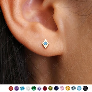 Turquoise Dainty Stud Earrings • tiny CZ dainty earrings • gold studs • small stud earrings • minimalist earrings • silver stud earrings