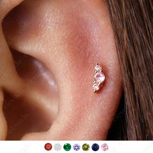18G/16G Pink Climber Flat Back Labret Stud • Cartilage Earring • Tragus Stud • Helix Piercing • Nose Piercing • Elevado Jewelry