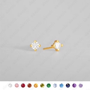 Tiny Birthstone Stud Earrings • CZ dainty earrings • gold studs • small stud earrings • minimalist earrings • birthstone stud earrings