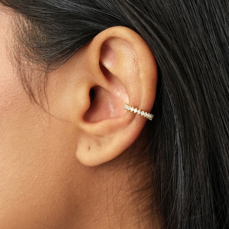 16G/18G/20G Paved Cartilage Conch Clicker Hoops CZ Hinged Clicker Hoops Seamless Hinged Hoop Diamond Hoop image 3