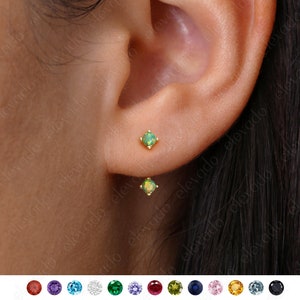 Majestic Green Fire Opal Front Back Earrings • opal ear jacket • dainty ear jacket • opal earrings • ear jacket earring • minimal earring