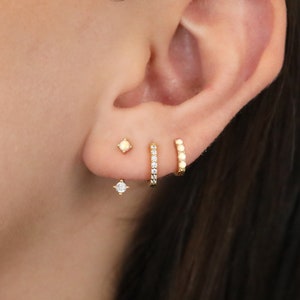 Opal x CZ Earring Gift Set • Front Back Earrings • Huggie Hoops • elevado jewelry • gift ready • gift for her • gift for mom • gift set
