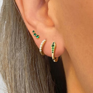 Emerald Paved Hoop Earring Gift Set • gift for her • bridesmaid gift • mothers day gift • gold hoop earrings • minimalist earrings • elevado