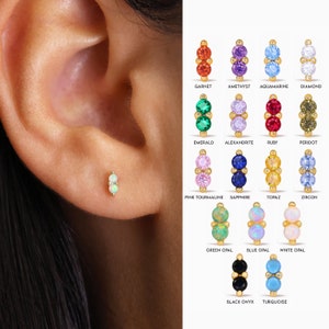 NEW • Tiny Twin Stud Earrings • CZ dainty earrings • gold studs • small stud earrings • minimalist earrings • birthstone stud earrings
