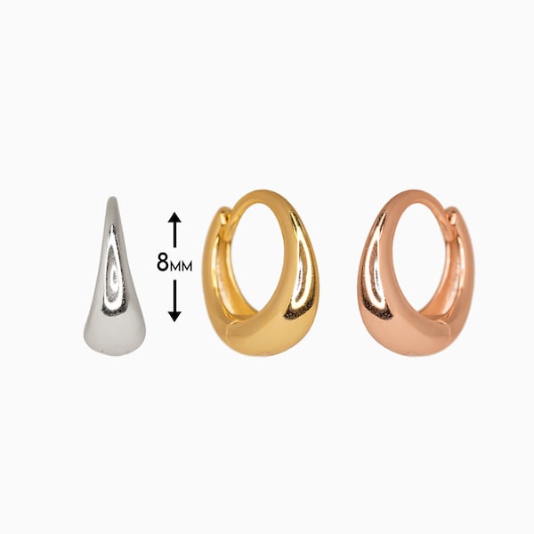 Dainty Tapered Gold Huggie Hoops • solid silver hoop earrings • gold hoop earrings • everday earrings