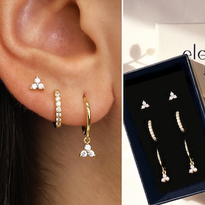 Dainty Flower Hoop Earring Gift Set • earring set • gift ready • gift for her • gift for mom • christmas gift • gift set