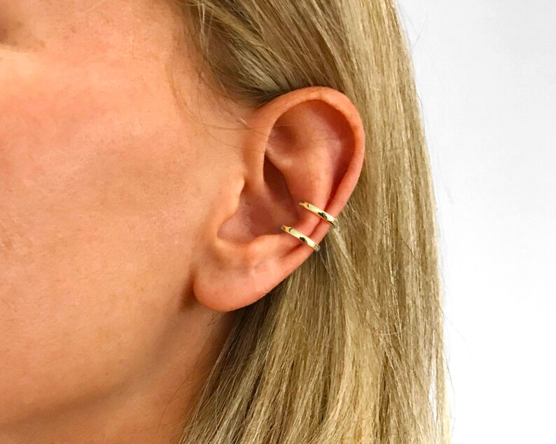 Double Band Thick Ear Cuff Ear Cuff No Piercing Gold Ear Etsy Canada